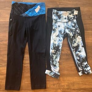 lululemon athletica Black Leggings with Blue Cloud Print Panel